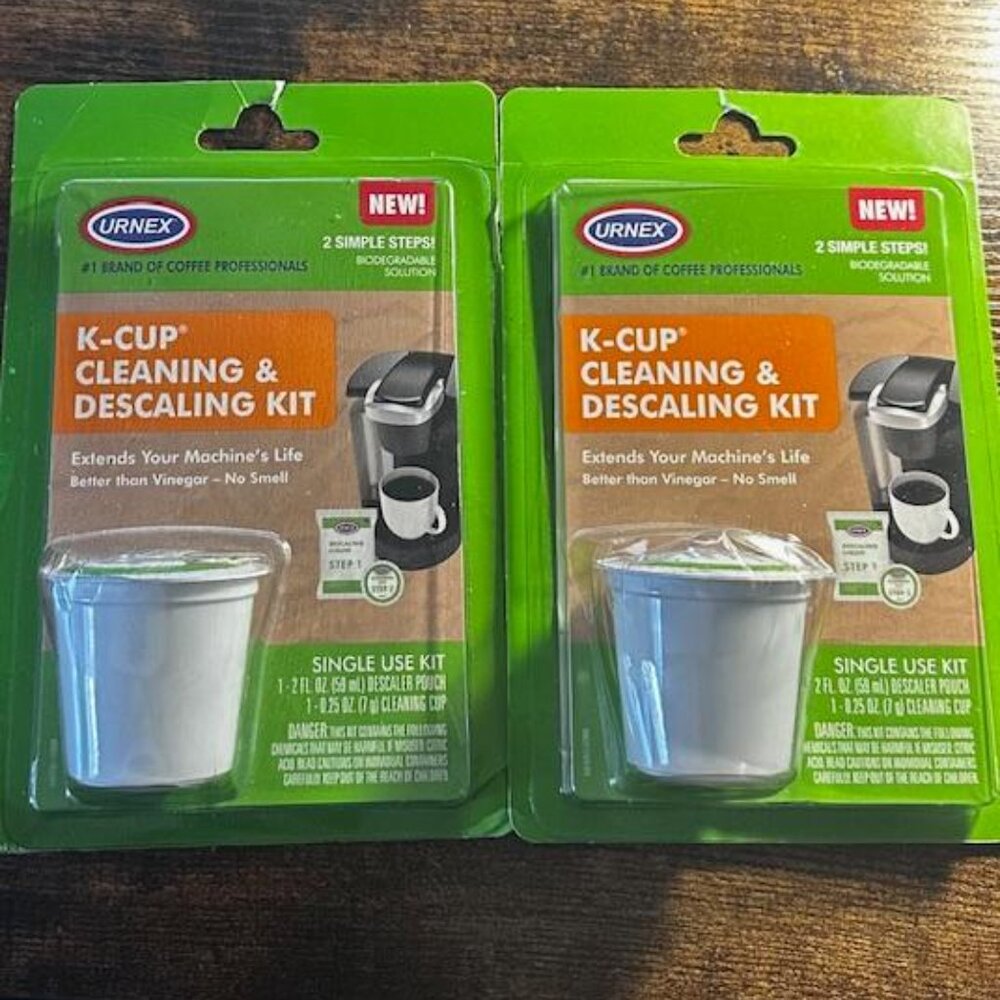 New! Urnex K-Cup Descaler Cleaning Kit Simple 2 Step Coffee Maker Cleaning Kcup
